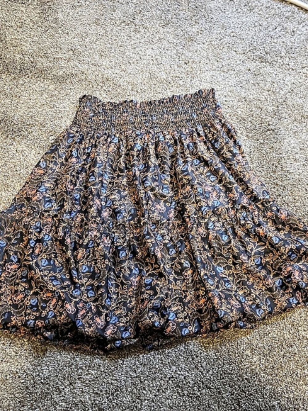 Free People Floral Mini Skirt in Blue & Orange
